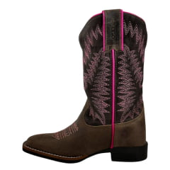 Bota Texana Feminina Durango Marrom Com Bordado Rosa