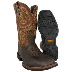 Bota Texana Feminina Durango Marrom Solado Flex Bico Quadrado