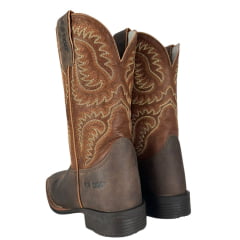 Bota Texana Feminina Durango Marrom Solado Flex Bico Quadrado
