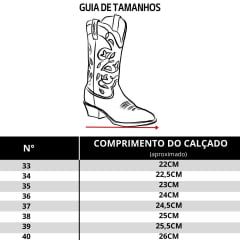 Bota Texana Feminina Goyazes Bico Fino Cano Médio Couro Mustang Preto Com Bordado Na Lateral Em Cru Ref:254502-CC-03