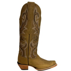 Bota Texana Feminina Goyazes Bico Fino Dakar Havana Solado Injetado Couro Café Ref:256805-CC