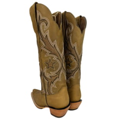 Bota Texana Feminina Goyazes Bico Fino Dakar Havana Solado Injetado Couro Café Ref:256805-CC