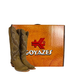 Bota Texana Feminina Goyazes Bico Fino Dakar Havana Solado Injetado Couro Café Ref:256805-CC