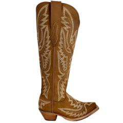 Bota Texana Feminina Goyazes Bico Fino Waterproof Cano Alto Couro Nobuck Mel Ref: 269806-CHC-07