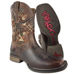 Bota Texana Feminina Goyazes Bico Quadrado Flex Couro Dallas Furtacor Cano Baixo Bordado Lateral Ref: 243207-CF Bota Texana Feminina Goyazes Bico Quadrado Flex Couro Dallas Furtacor Cano Baixo Bordado Lateral Ref: 243207-CF