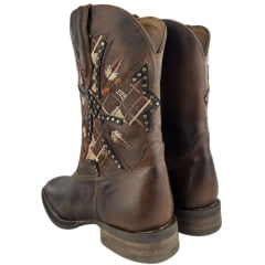 Bota Texana Feminina Goyazes Bico Quadrado Flex Couro Dallas Furtacor Cano Baixo Bordado Lateral Ref: 243207-CF