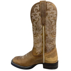 Bota Texana Feminina Goyazes Bico Quadrado Kactus Couro Dallas Creme Ref: 263208-CK-02