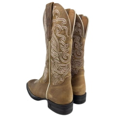 Bota Texana Feminina Goyazes Bico Quadrado Kactus Couro Dallas Creme Ref: 263208-CK-02