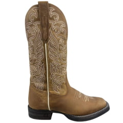Bota Texana Feminina Goyazes Bico Quadrado Kactus Couro Dallas Creme Ref: 263208-CK-02