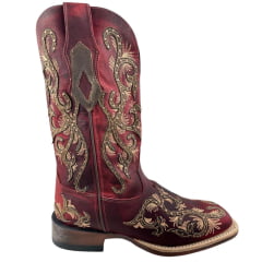 Bota Texana Feminina Goyazes Couro Dallas Bico Quadrado Ranch Flare Pinhão Ref: 246405-CF-04