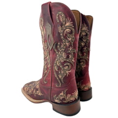 Bota Texana Feminina Goyazes Couro Dallas Bico Quadrado Ranch Flare Pinhão Ref: 246405-CF-04