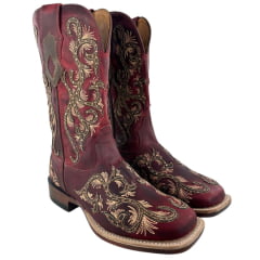Bota Texana Feminina Goyazes Couro Dallas Bico Quadrado Ranch Flare Pinhão Ref: 246405-CF-04