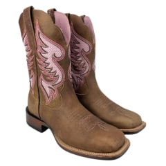 Bota Texana Feminina Goyazes Couro Dallas Furta Cor Bico Quadrado Ranch Flare Furta Ref: 246402-CF