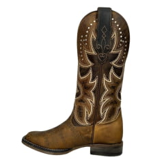 Bota Texana Feminina Goyazes Couro Dallas Furta Cor Tabaco Bico Quadrado Ref: 243203-CF