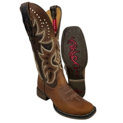 Bota Texana Feminina Goyazes Couro Dallas Furtacor/Dallas Tabaco Bico Quadrado Flex REF:243203-CF