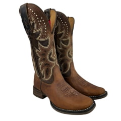 Bota Texana Feminina Goyazes Couro Dallas Furtacor/Dallas Tabaco Bico Quadrado Flex REF:243203-CF