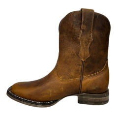 Bota Texana Feminina Goyazes Couro Dallas Ocre Bico Quadrado Liso Ref: 203258-CF