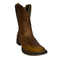 Bota Texana Feminina Goyazes Couro Dallas Ocre Bico Quadrado Liso Ref: 203258-CF