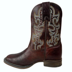 Bota Texana Feminina Goyazes Couro Dallas Pinhão Bico Quadrado Flex Ref: 233207-CF