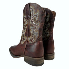 Bota Texana Feminina Goyazes Couro Dallas Pinhão Bico Quadrado Flex Ref: 233207-CF