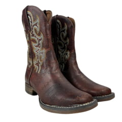 Bota Texana Feminina Goyazes Couro Dallas Pinhão Bico Quadrado Flex Ref: 233207-CF