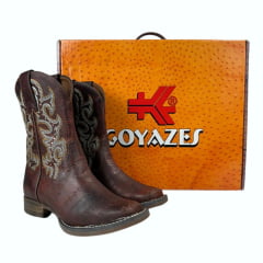 Bota Texana Feminina Goyazes Couro Dallas Pinhão Bico Quadrado Flex Ref: 233207-CF