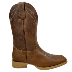 Bota Texana Feminina Jácomo Bico Quadrado Couro Fóssil Bufalino Saar Com Bordado Creme Ref.4841/UFA