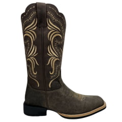 Bota Texana Feminina Jácomo Bico Quadrado Couro Mamute Oil Dark Brow Ref: 1311/UF