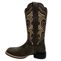 Bota Texana Feminina Jácomo Bico Quadrado Couro Mamute Oil Dark Brow Ref: 1311/UF