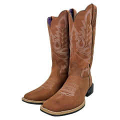 Bota Texana Feminina Jácomo Bico Quadrado Couro Mustang Sella Ref: 1271/UF