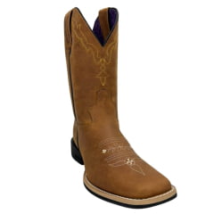 Bota Texana Feminina Jácomo Bico Quadrado Crazy Amendoa Ref: 4841/UF