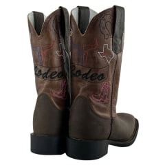Bota Texana Feminina Texas Rodeo Couro Crazy Café/Fóssil Havana Bordado Rodeo Sola Preta RF: TR887LQMBO