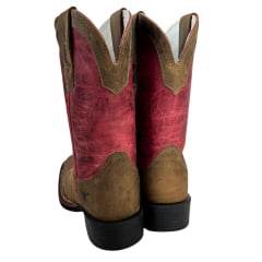 Bota Texana Feminina Texas Rodeo Bico Quadrado Couro Crazy Tabaco Cano Fóssil Pink Ref.TR583 - LQBO