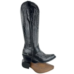 Bota Texana Feminina Vimar Atlanta Preto Luchese Preto Bico Fino Ref: 10243
