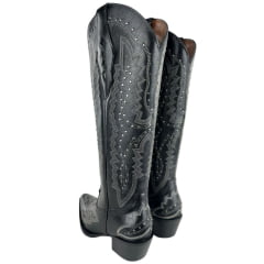 Bota Texana Feminina Vimar Atlanta Preto Luchese Preto Bico Fino Ref: 10243