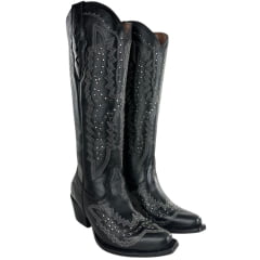 Bota Texana Feminina Vimar Atlanta Preto Luchese Preto Bico Fino Ref: 10243