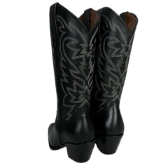 Bota Texana Feminina Vimar Bico Fino Couro Preto C/ Bordado Sola CPLAC-V002 - R. 10230