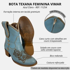 Bota Texana Feminina Vimar Bico Redondo Couro Corriente Oceano Sola Ibiza V003 REF: 11254