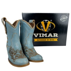 Bota Texana Feminina Vimar Bico Redondo Couro Corriente Oceano Sola Ibiza V003 REF: 11254