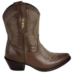 Bota Texana Feminina Vimar Bico Fino Traveel Amarula Bordado Creme Sola Genova Voo Café Ref:11312