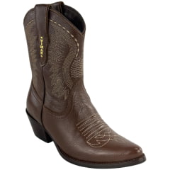 Bota Texana Feminina Vimar Bico Fino Traveel Amarula Bordado Creme Sola Genova Voo Café Ref:11312
