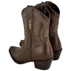 Bota Texana Feminina Vimar Bico Fino Traveel Amarula Bordado Creme Sola Genova Voo Café Ref:11312