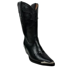 Bota Texana Feminina Vimar Bico Fino Cano Médio Couro Preto Genova Voo Ref. 11260