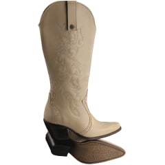 Bota Texana Feminina Vimar Bico Fino Cano Dobrável Caramelo Bambu Sola CPLAC-V001 - Ref:10300
