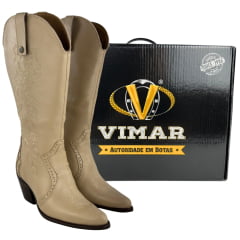 Bota Texana Feminina Vimar Bico Fino Cano Dobrável Caramelo Bambu Sola CPLAC-V001 - Ref:10300