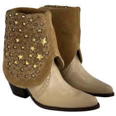 Bota Texana Feminina Vimar Bico Fino Cano Dobrável Caramelo Bambu Sola CPLAC-V001 - Ref:10300
