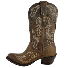 Bota Texana Feminina Vimar Bico Fino Fóssil Castanho Luchese Café Ref: 11286