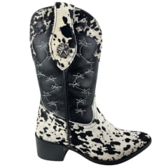 Bota Texana Feminina Vimar Boots Bico Fino Cano Médio Couro Pelo Sola Toscana Ref: 11318
