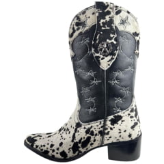 Bota Texana Feminina Vimar Boots Bico Fino Cano Médio Couro Pelo Sola Toscana Ref: 11318