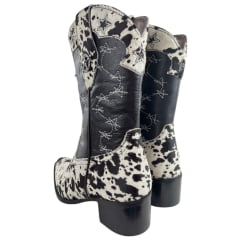Bota Texana Feminina Vimar Boots Bico Fino Cano Médio Couro Pelo Sola Toscana Ref: 11318